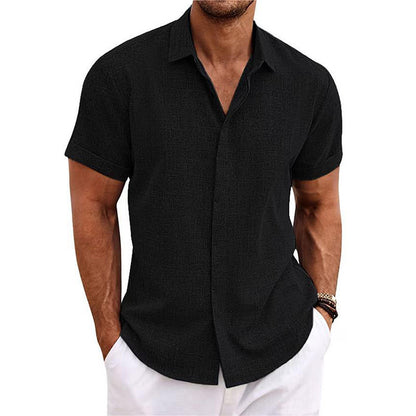 KZZ Men's linen short-sleeved T-shirt