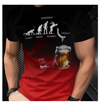 KZZ Men's 3D Printed Beer Evolution Graphic Tee