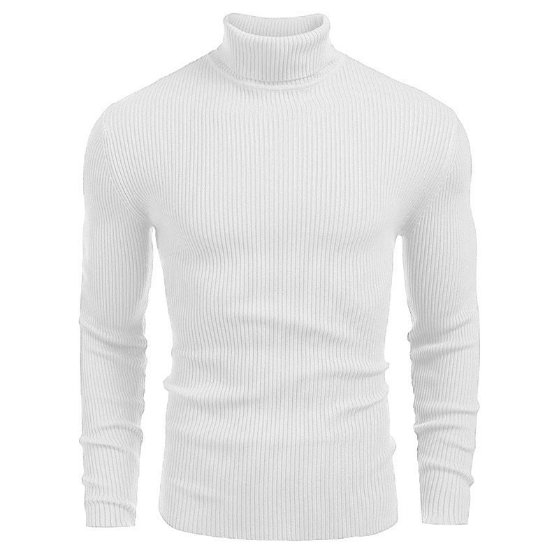 KZZ Fall Outfits Men's Knitted Ribbed Turtleneck/High Neck Slim Fit Basic Sweater