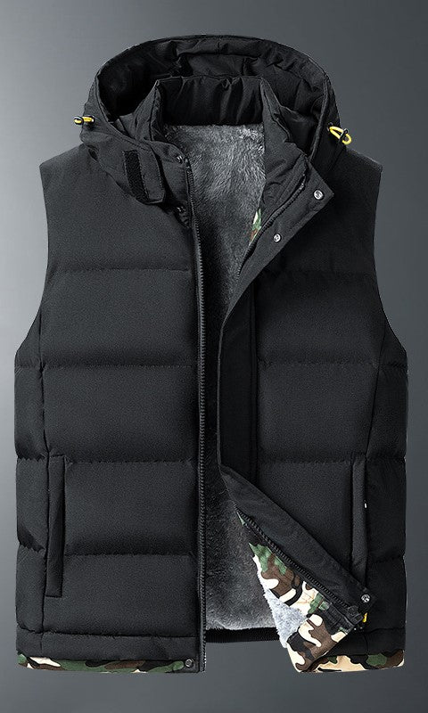 KZZ Plus size men's autumn and winter hooded vest