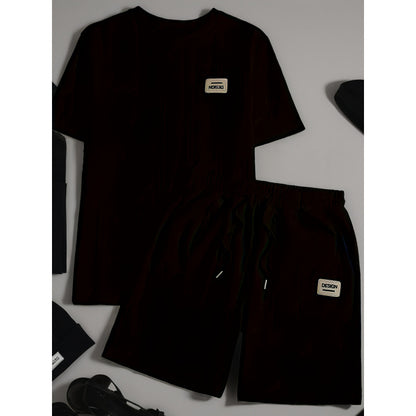 KZZ Men's summer casual fashion round neck short-sleeved short pants set