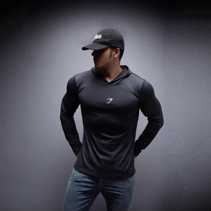 KZZ Men's Long Sleeve Hooded Compression Shirt
