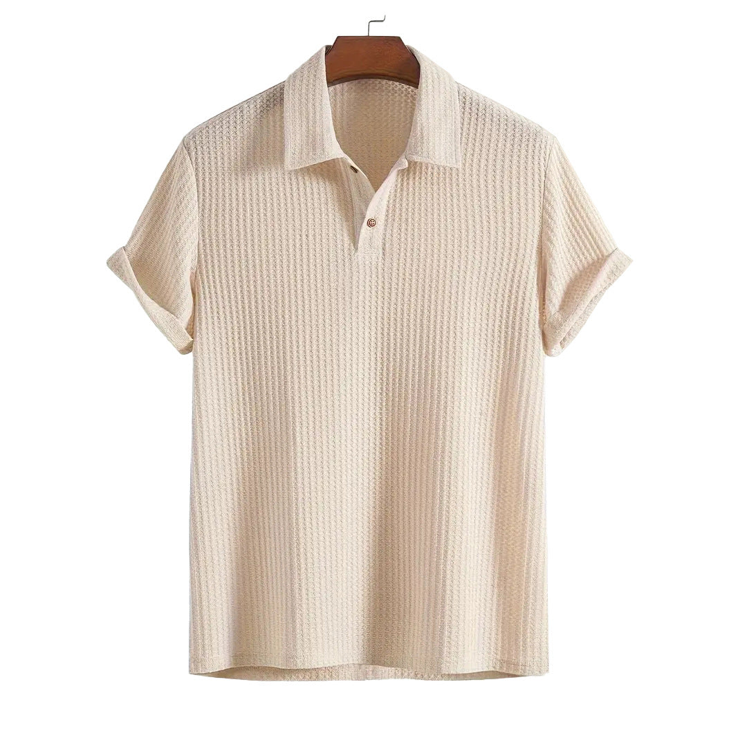 KZZ Men's Plain Jacquard Knit Polo Shirt