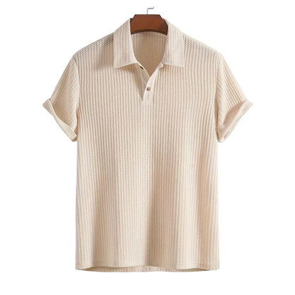 KZZ Men's Plain Jacquard Knit Polo Shirt