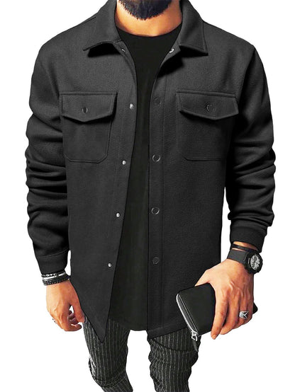 KZZ Men's Simple Woolen Jacket Coat, Fashion Casual Design