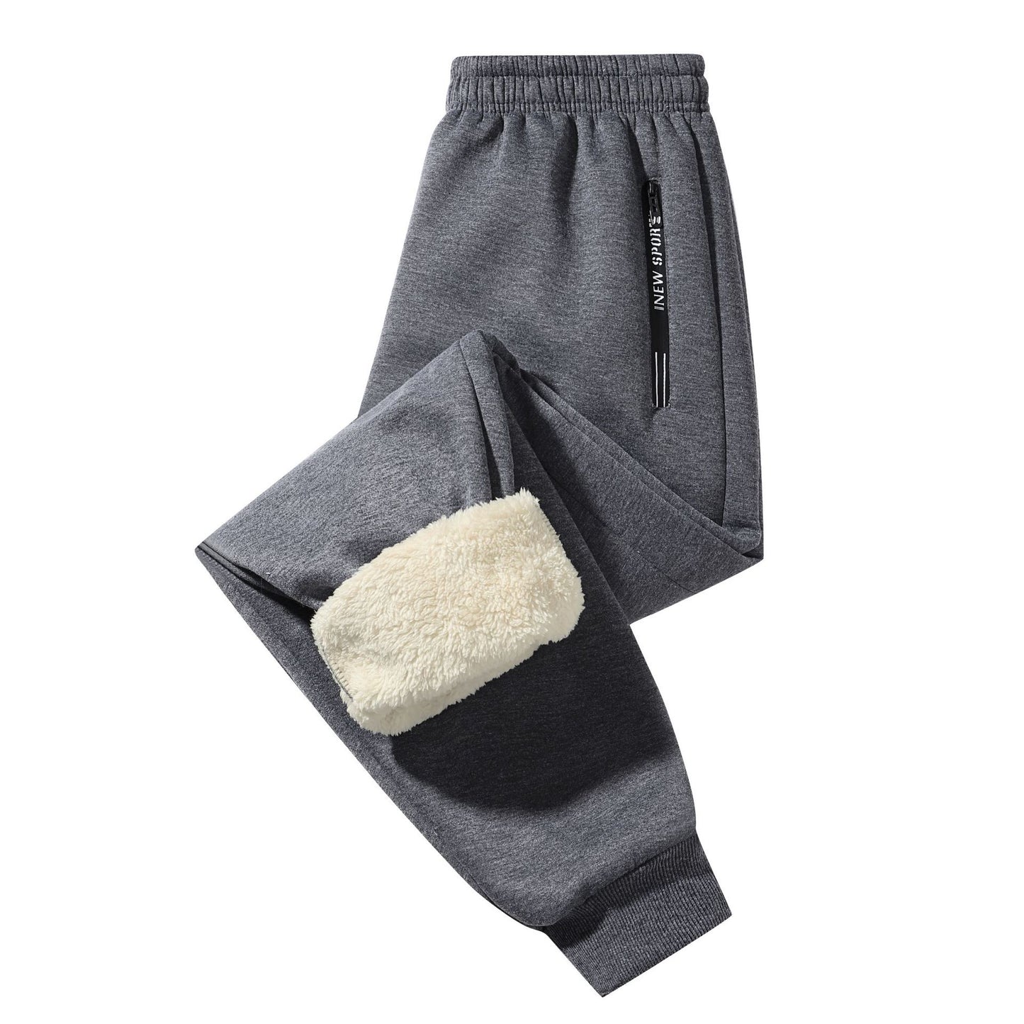 KZZ  Men's Casual Pants: Drawstring cuffs, zippered pockets,  men's casual pants.