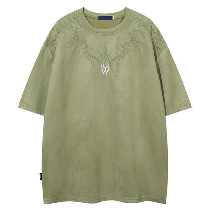 KZZ Men's Graphic Embroidery Drop Shoulder Tee