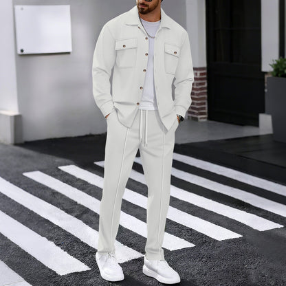 KZZ Men's Long Sleeve Shirt & Drawstring Pants Set