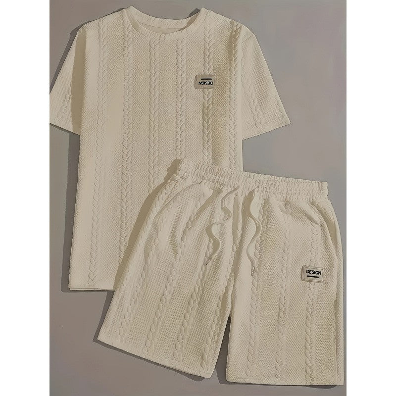 KZZ Men's summer casual fashion round neck short-sleeved short pants set