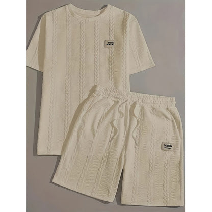 KZZ Men's summer casual fashion round neck short-sleeved short pants set