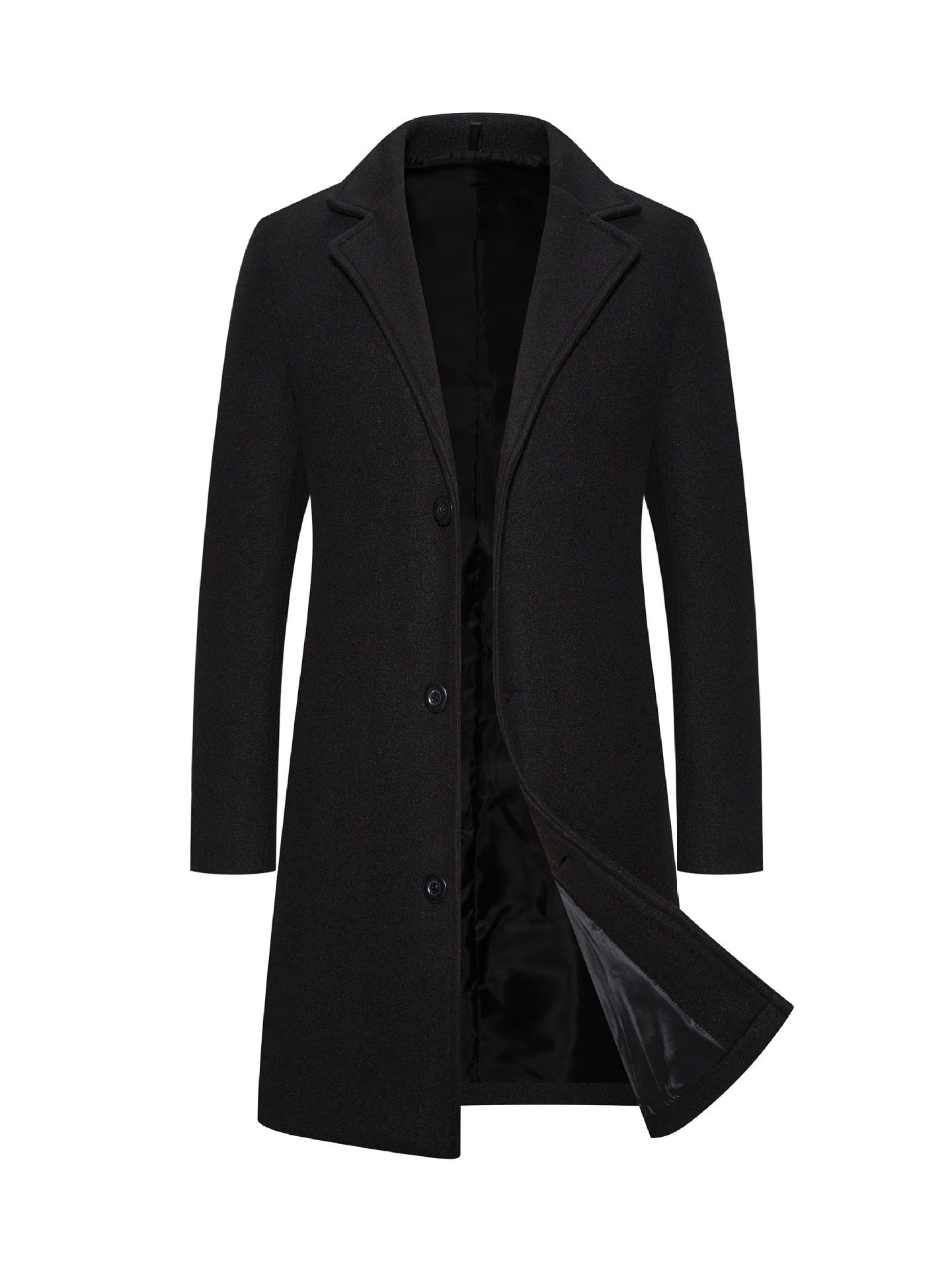 KZZ Men's Solid Button Front Lapel Neck Midi Coat Wear