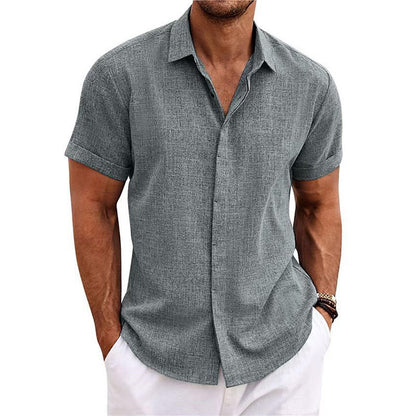 KZZ Men's linen short-sleeved T-shirt