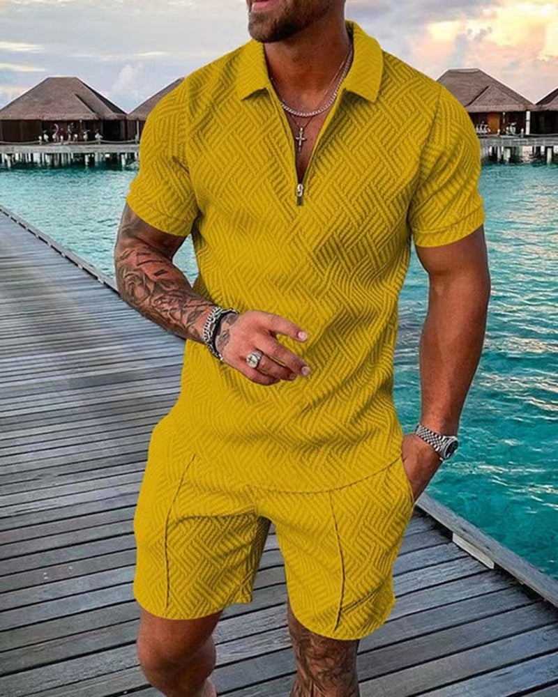 KZZ Mens Polo Shirt and Shorts Sets
