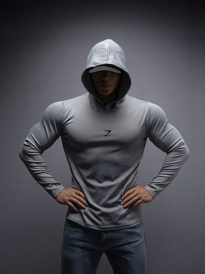 KZZ Men's Long Sleeve Hooded Compression Shirt