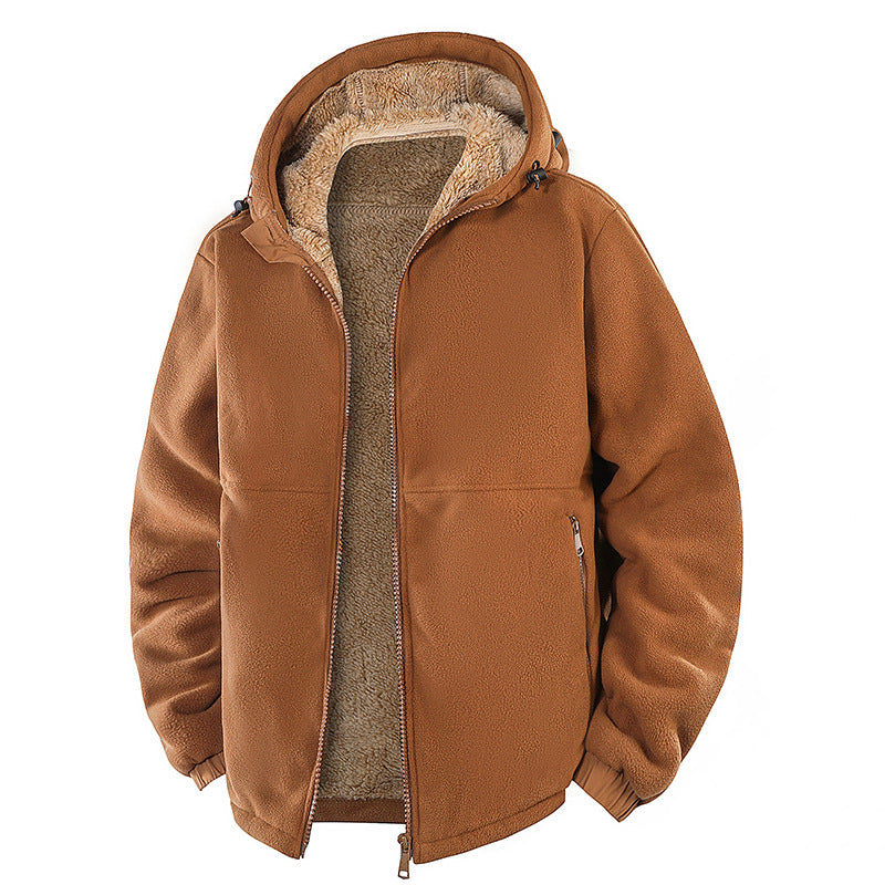 KZZ Men's Fleece Jacket - Sherpa Lined Hooded Full Zip Up Coat