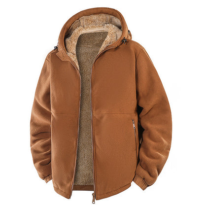 KZZ Men's Fleece Jacket - Sherpa Lined Hooded Full Zip Up Coat