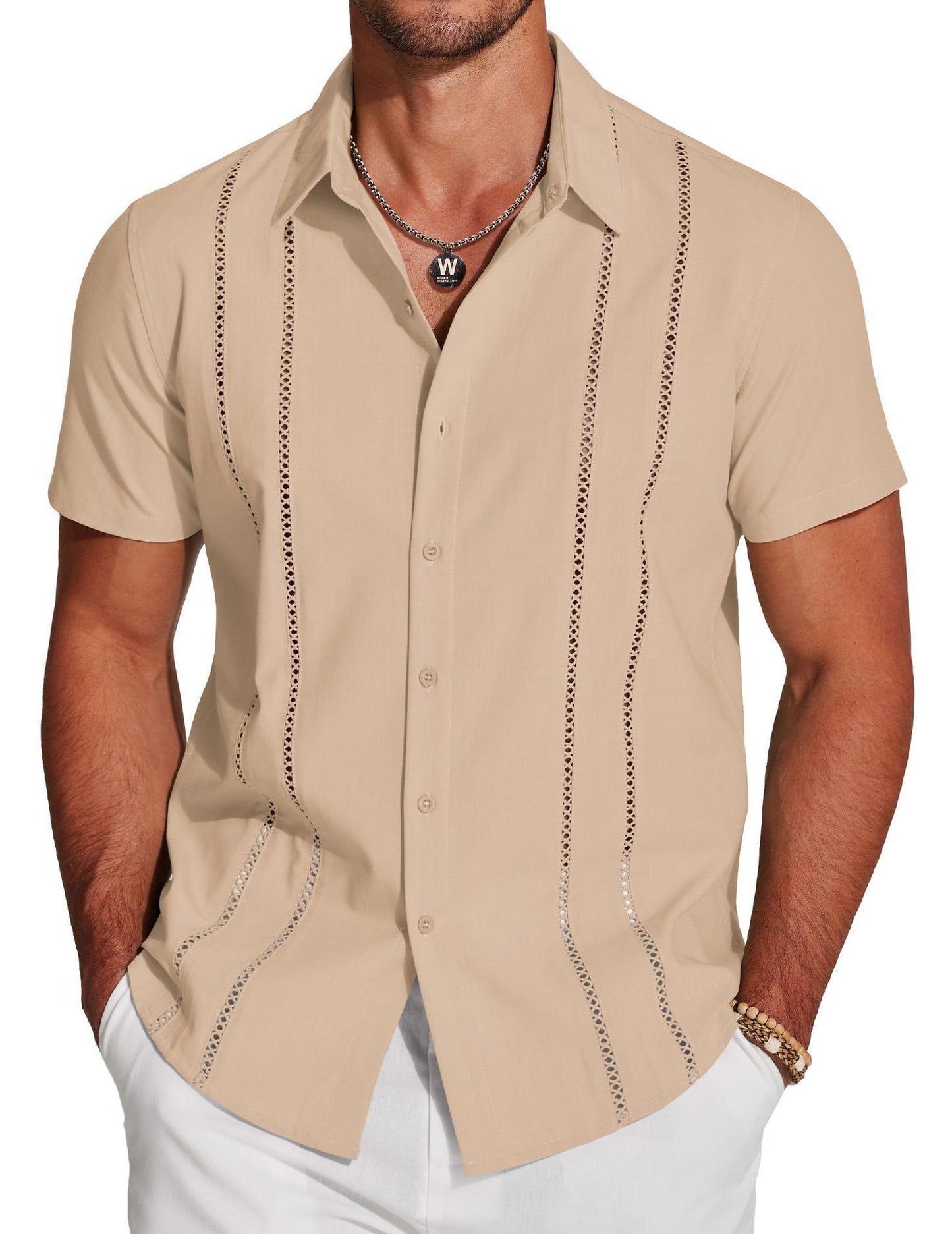 KZZ 3D Printed Short-Sleeve Shirt for Men