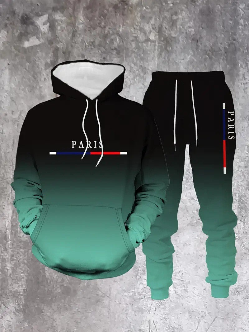 KZZ Men's Street Fashion Hoodie Set  Gradual Color Change  Hot Selling