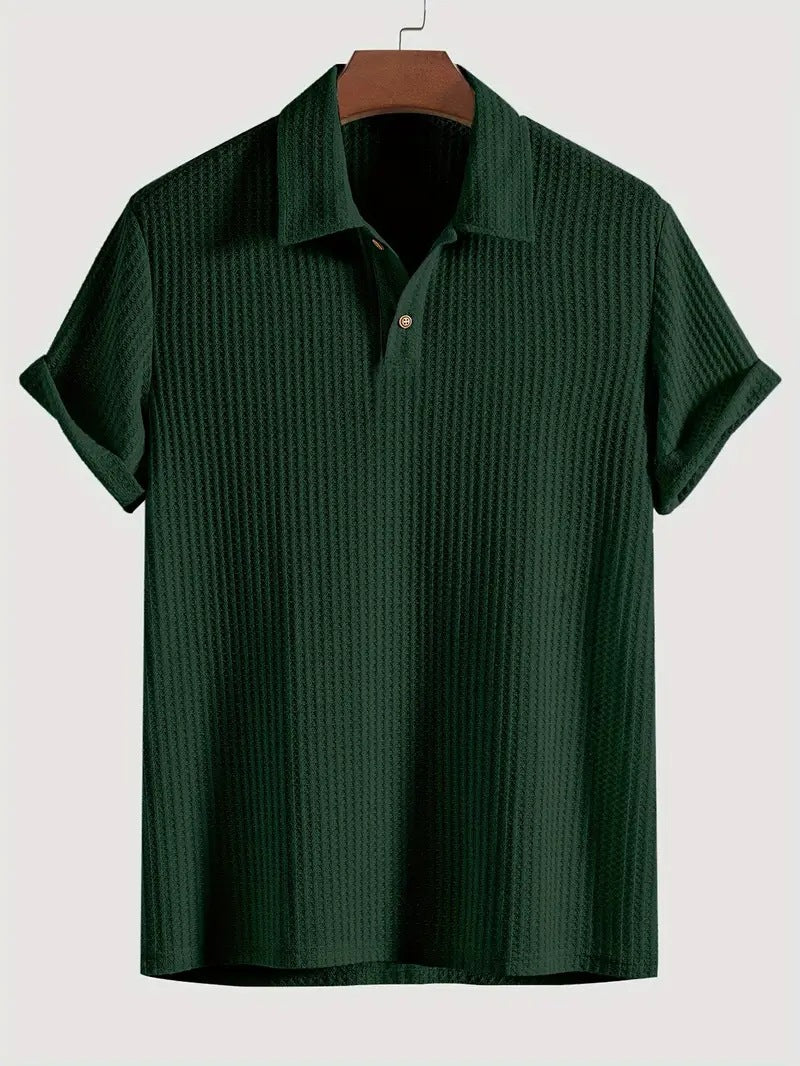 KZZ Men's Plain Jacquard Knit Polo Shirt
