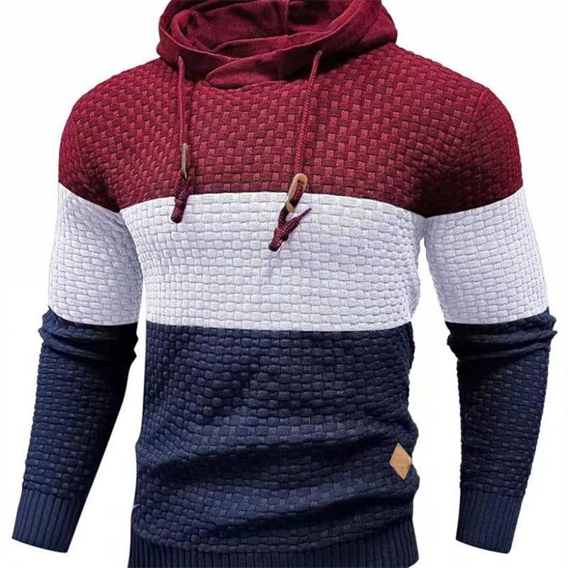 KZZ Mens Hooded Sweatshirt Tricolor Long Sleeve Hoodie Pullover Sweater