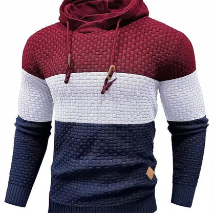 KZZ Mens Hooded Sweatshirt Tricolor Long Sleeve Hoodie Pullover Sweater