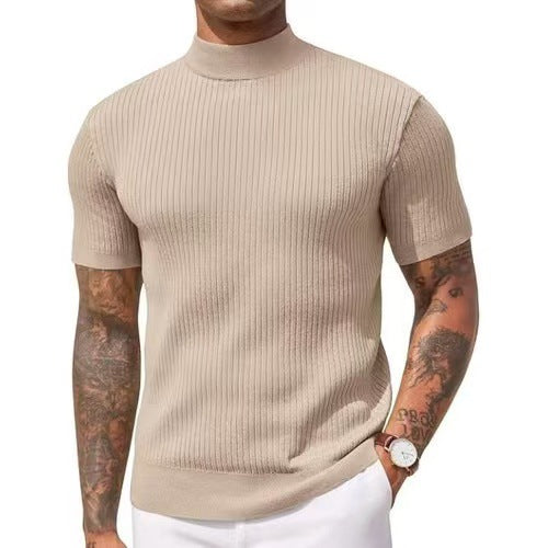 KZZ Ribbed Knit Pullover Solid Tee