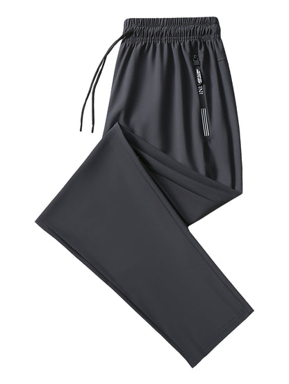 KZZ Men's Summer High Elastic Ice Silk Pants