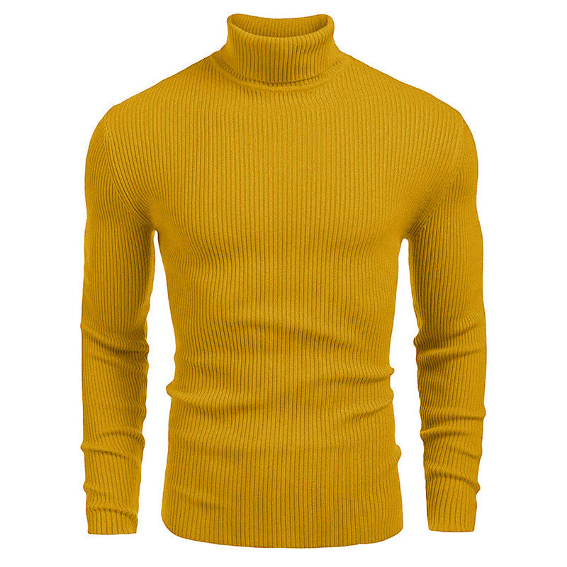 KZZ Fall Outfits Men's Knitted Ribbed Turtleneck/High Neck Slim Fit Basic Sweater
