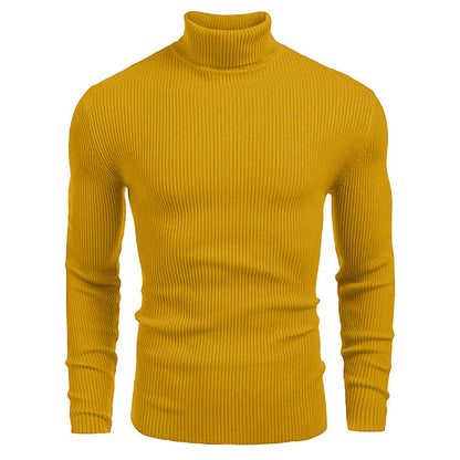 KZZ Fall Outfits Men's Knitted Ribbed Turtleneck/High Neck Slim Fit Basic Sweater