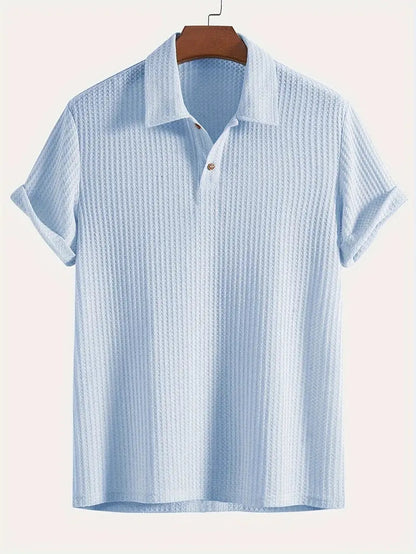KZZ Men's Plain Jacquard Knit Polo Shirt