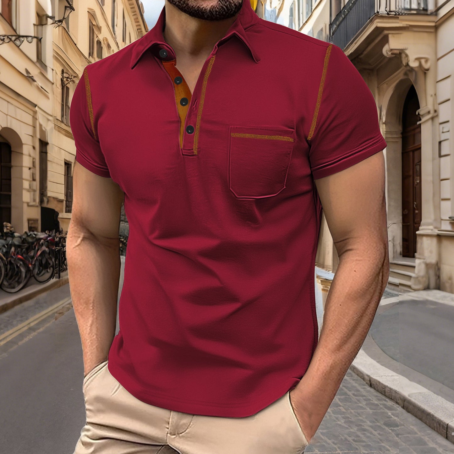 KZZ Men's Regular Fit Short Sleeve Top, Casual Sport Shirt