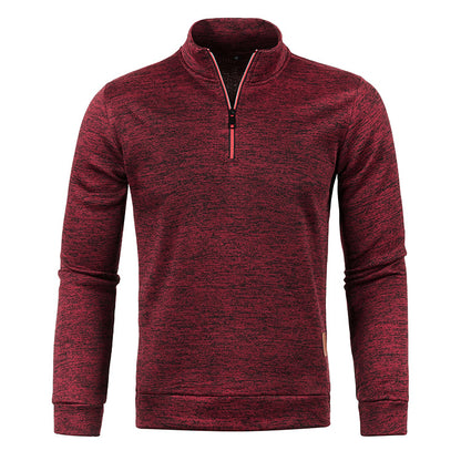 KZZ Men'S Fleece-Lined Half-Zip Sweatshirts, Casual Solid ColorPullovers with Stand Collar