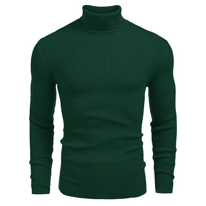 KZZ Fall Outfits Men's Knitted Ribbed Turtleneck/High Neck Slim Fit Basic Sweater