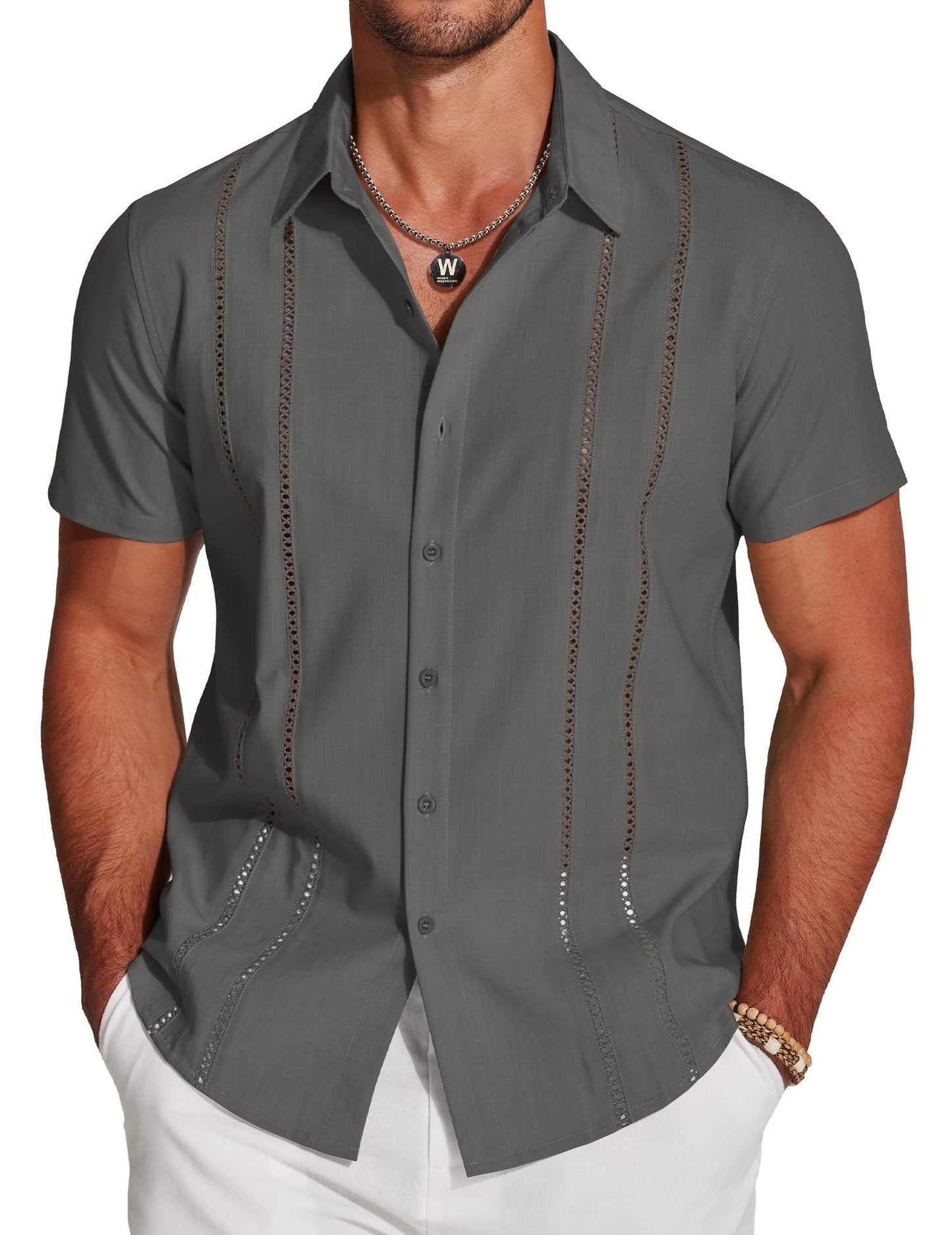 KZZ 3D Printed Short-Sleeve Shirt for Men