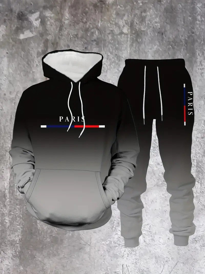 KZZ Men's Street Fashion Hoodie Set  Gradual Color Change  Hot Selling