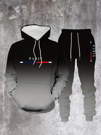 KZZ Men's Street Fashion Hoodie Set  Gradual Color Change  Hot Selling