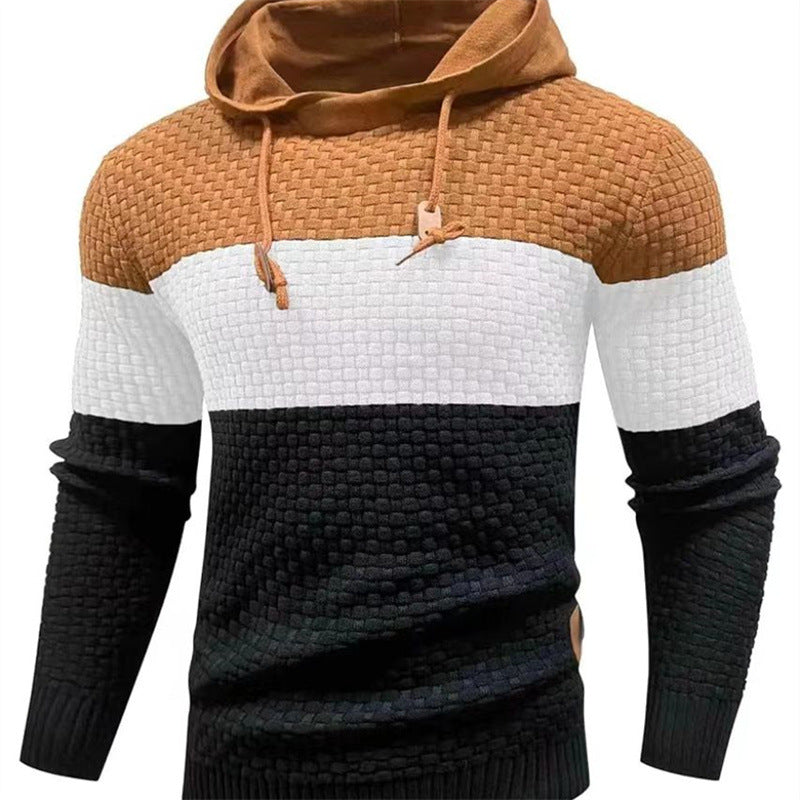 KZZ Mens Hooded Sweatshirt Tricolor Long Sleeve Hoodie Pullover Sweater