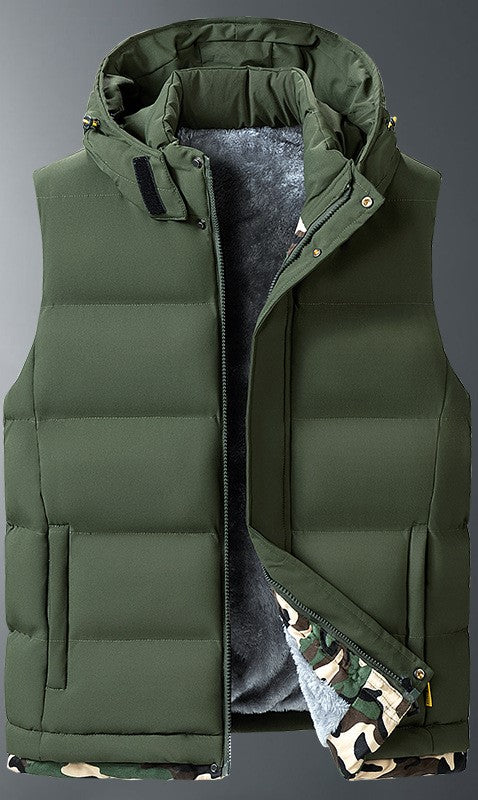 KZZ Plus size men's autumn and winter hooded vest