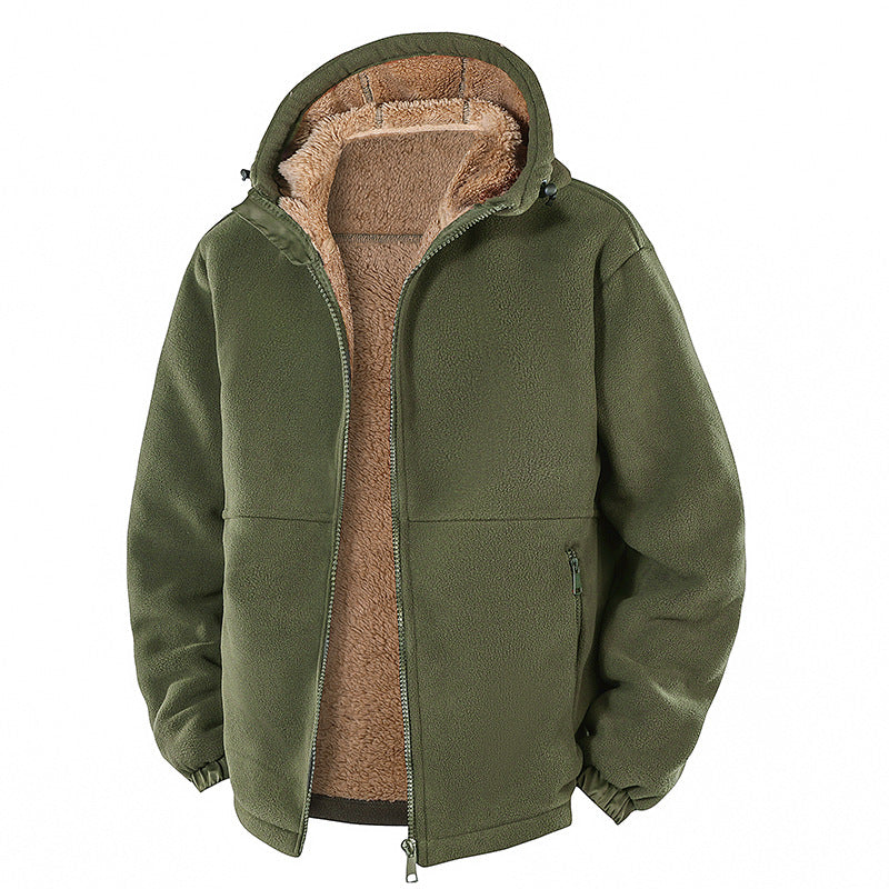 KZZ Men's Fleece Jacket - Sherpa Lined Hooded Full Zip Up Coat