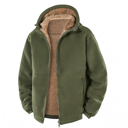 KZZ Men's Fleece Jacket - Sherpa Lined Hooded Full Zip Up Coat