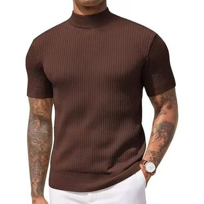 KZZ Ribbed Knit Pullover Solid Tee