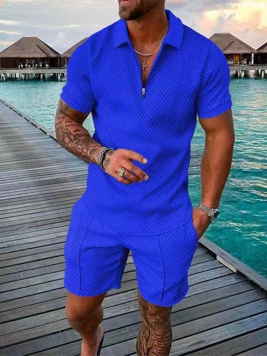 KZZ Mens Polo Shirt and Shorts Sets