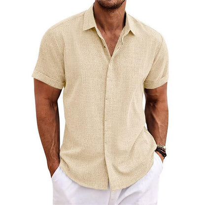 KZZ Men's linen short-sleeved T-shirt