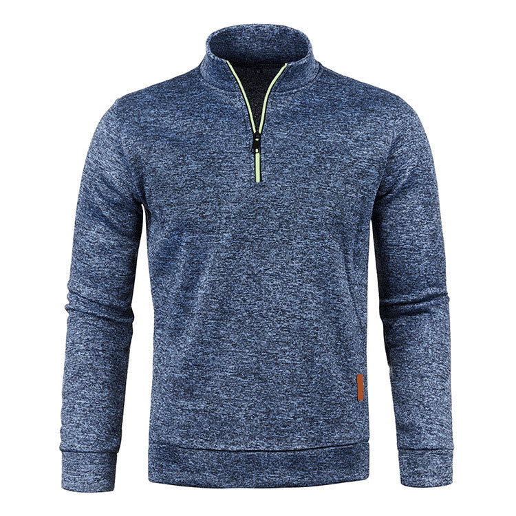 KZZ Men'S Fleece-Lined Half-Zip Sweatshirts, Casual Solid ColorPullovers with Stand Collar
