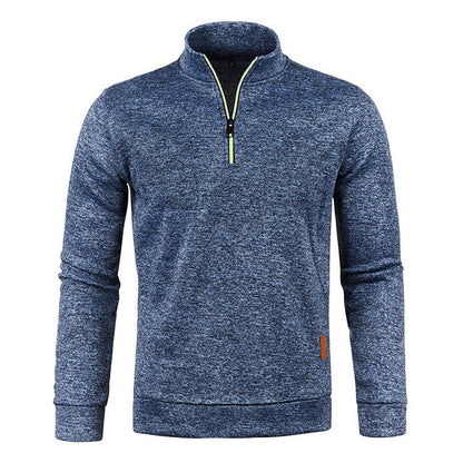 KZZ Men'S Fleece-Lined Half-Zip Sweatshirts, Casual Solid ColorPullovers with Stand Collar
