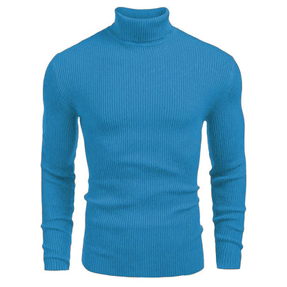 KZZ Fall Outfits Men's Knitted Ribbed Turtleneck/High Neck Slim Fit Basic Sweater