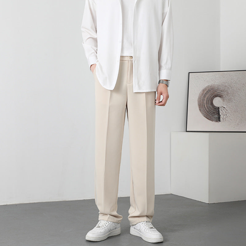 KZZ Men's Casual Street Comfy Versatile Solid Color Wide Leg Pants