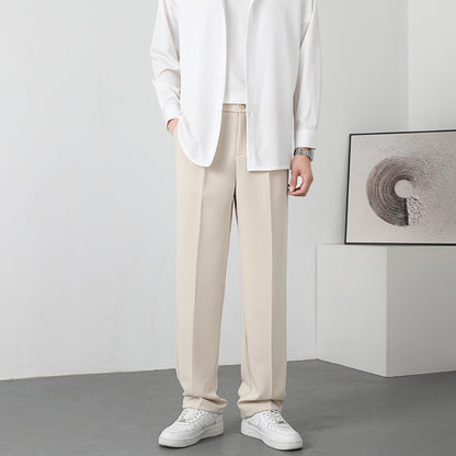 KZZ Men's Casual Street Comfy Versatile Solid Color Wide Leg Pants