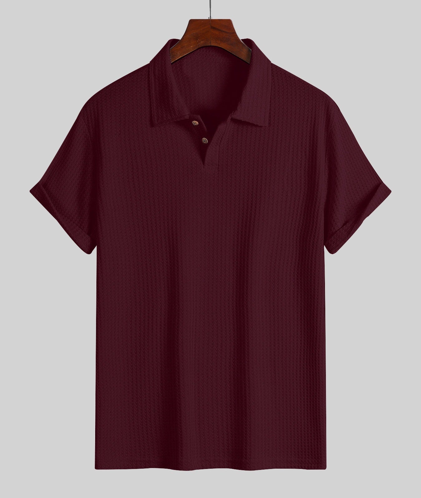 KZZ Men's Plain Jacquard Knit Polo Shirt