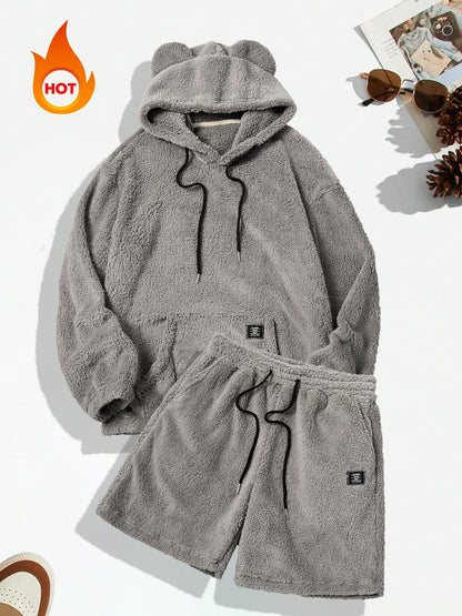 KZZ Men's Hooded Sweatshirt Shorts Set, Very Worthwhile Hoodie Top Pants Two-Piece Suit